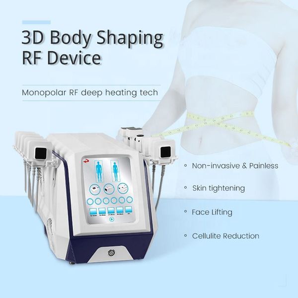 10 alças de aquecimento radiofrequência monopolar rf escultura corporal 2mhz queima de gordura emagrecimento rejuvenescimento da pele rugas remover máquina portátil