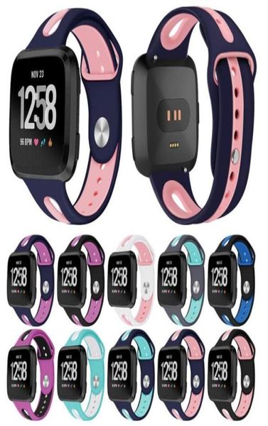 Neue 10 Stile Zwei Farben Armband Für Fitbit Versa 2 Smart Uhr Strap Weiche Silikon Sport Armband Ersatz Band Armband310f7316725