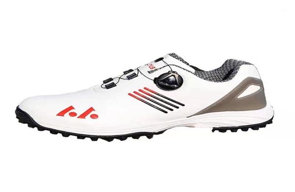 Correndo Jerseys Homens Sapatos de Golfe Profissionais Impermeáveis Spikes Sapatilhas Preto Branco Treinadores Tamanho Grande Quick Lacing335m8789917