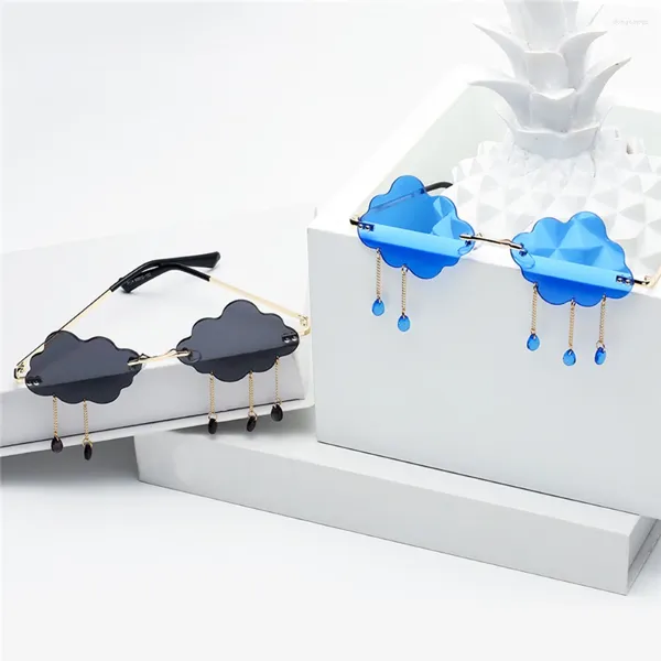 Outdoor Eyewear Lustige regnerische Tag Sonnenbrille 1pcs Cloud Regentrop Randless Design Schatten Brille Vintage Punk Accessoires für Männer Frauen