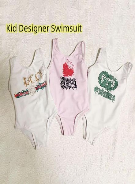 Designer merk hot badpak kinderen eendelige zwemkleding baby meisjes bikini peuter zomer bedrukt strand zwembad sport badpakken jeugd baby's kinderkleding7406201