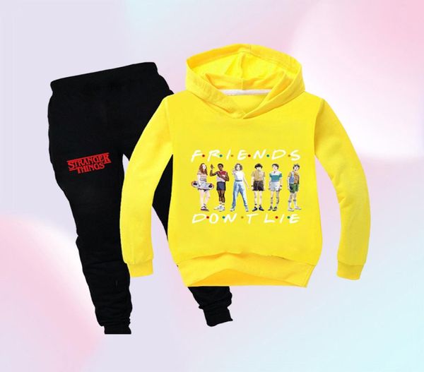 2 pzset Stranger Things Set per bambini Pantaloni con cappuccio a maniche lunghe AMICI NON MENTIRE 9 colori disponibili Abbigliamento per bambini Ragazzi Ragazze Cl7066714