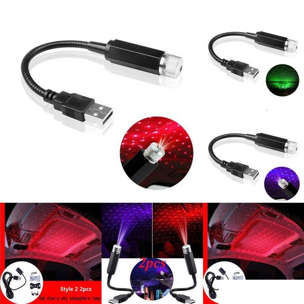 Dekorative Lichter Auto Upgrade 2X Romantische Led Sternenhimmel Nachtlicht 5V USB Powered Galaxy Star Projektor Lampe Für Dach Zimmer Decke D Otfnm