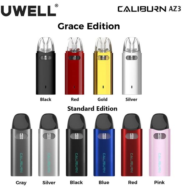 Original Uwell Caliburn AZ3 Pod Kit (Grace) 17W Vape 750mAh Bateria com 2ML Caliburn A3 Cartucho de cigarro eletrônico Vapeorizer