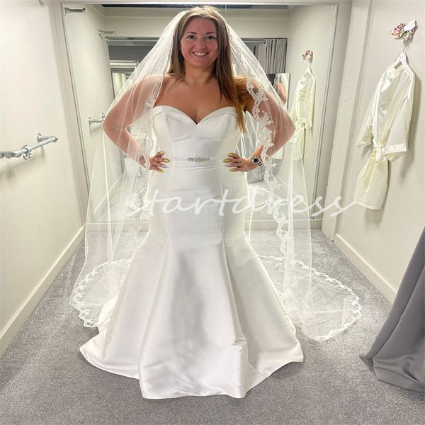 Abito da sposa Boho a sirena minimalista con perline Cintura con perline Abiti da sposa da spiaggia civili country Abito da sposa taglie forti Affascinante Robe De Mariage 2024