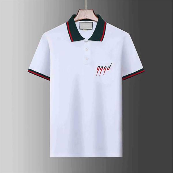 2024 Moda polo t-shirt da uomo T-shirt casual Polo in cotone con Medusa ricamata Polo con colletto alto