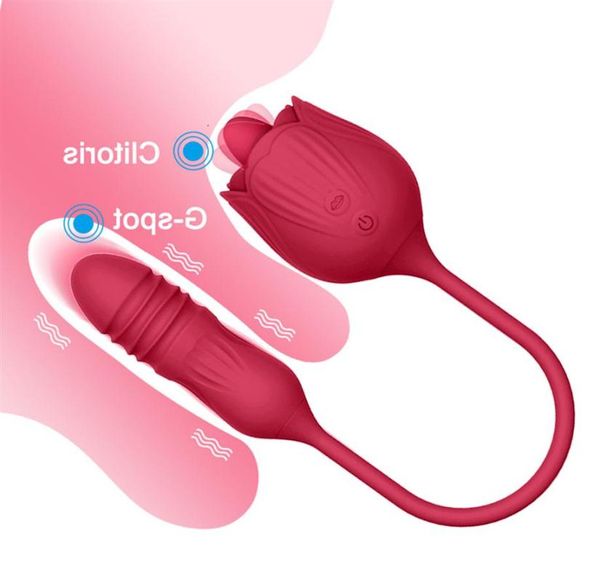 Massaggiatore Giocattolo Del Sesso Vibratore 2022 Stimolatore Del Clitoride Leccata Orale Della Lingua Con Dildo Spinta Uovo Vibrante Rosa Femminile Per Le Donne24511701