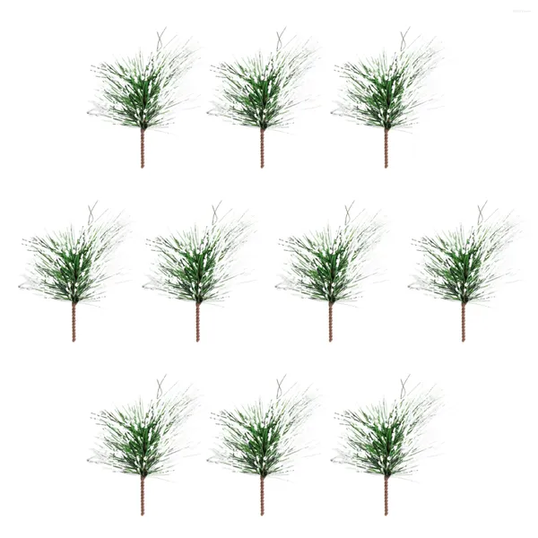 Dekorative Blumen 10pcs künstliche Kiefernnadeln Zweige grüne Simulation Schnee Berry Branch Weihnachtsfeiertag Party Dekorationen