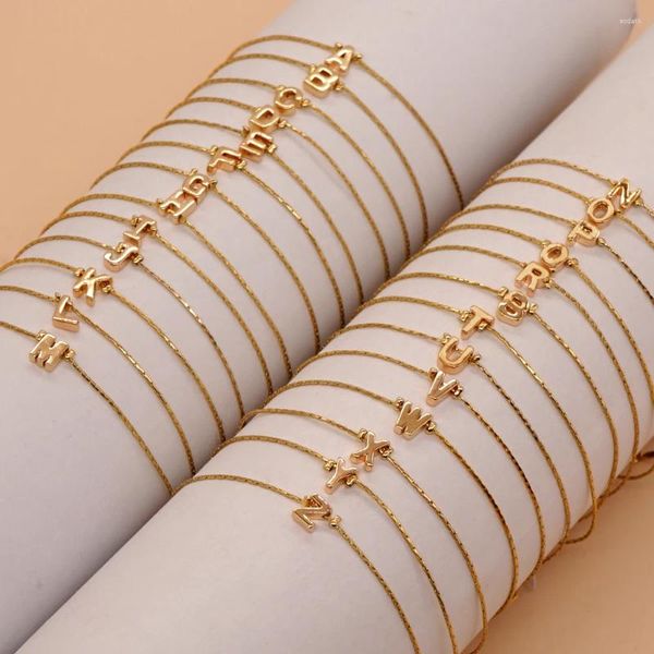 Link Bracelets Go2Boho A-Z Lettere A-Z Lettere Golden Diepty Rope Chain 2024 Elegant Fashion Jewelry Boho for Women Men