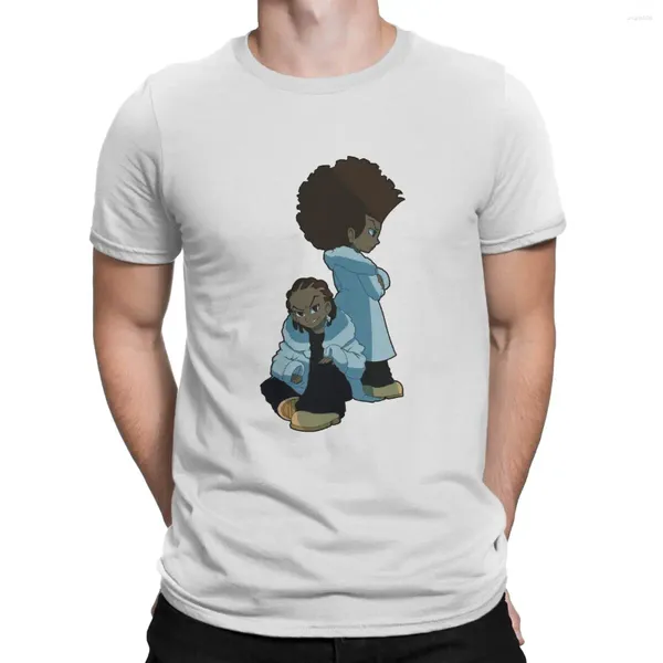 Magliette da uomo a due personaggi T-shirt uomini le tocche di tee in cotone puro boondocks