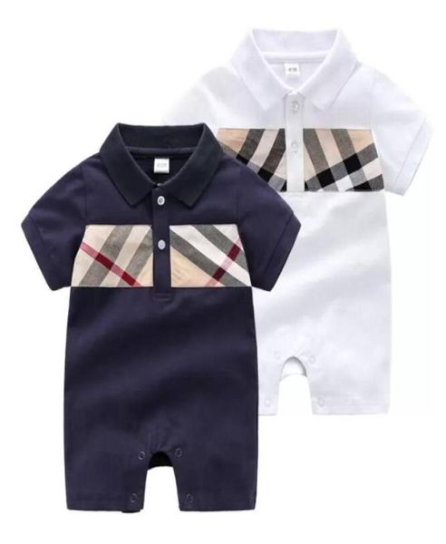 Babyspielanzug Jungen Plaid Bögen Krawatte Overalls Kleinkind Revers Kurzarm Baumwolle Klettern Kleidung Mode Neugeborene Kinder Windel F54875621539