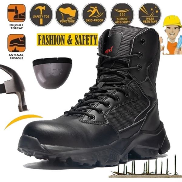 Segurança Sapatos de trabalho Construção Homens de aço ao ar livre Punto de punção de punção de alta qualidade botas leves 231225