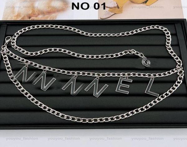 Catene d'oro da donna Cinture Lettera Stilisti Cintura Collegamento in argento Catena di vita di lusso Accessori in lega di metallo da donna Cintura Gird1895003