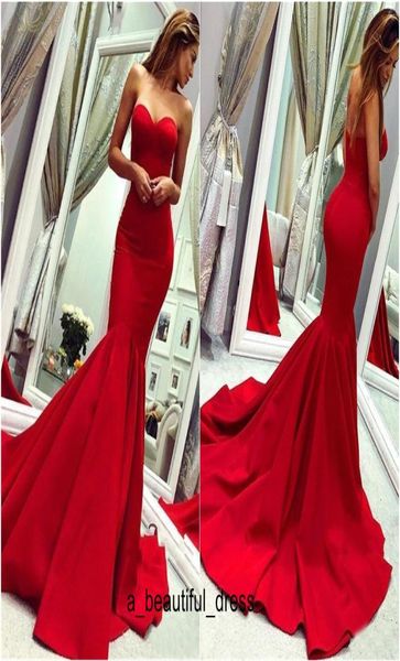 Charmante rote trägerlose Abendkleider für formelle Anlässe, Meerjungfrau, lange, rückenfreie Ballkleider in Übergröße, günstiges Brautjungfernkleid ED11923998663