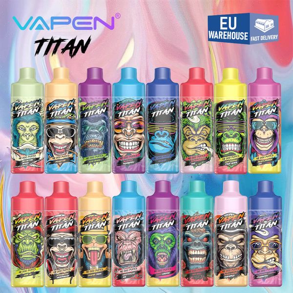 Armazém da UE | Original VAPEN TITAN 10000Puffs Vape Descartável Cigarro Eletrônico Prefillable Óleo Fluxo de Ar Vapor E Cigs Razz Wape Puff Bar Vaper Sabores Puros 10K 12K