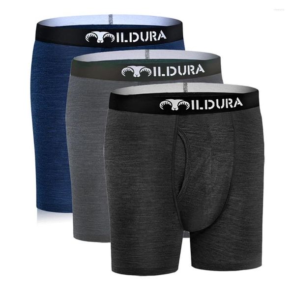 Mutande Boxer in lana merino Intimo da uomo Slip Quick Dry Traspirante Morbido Confezione da 3