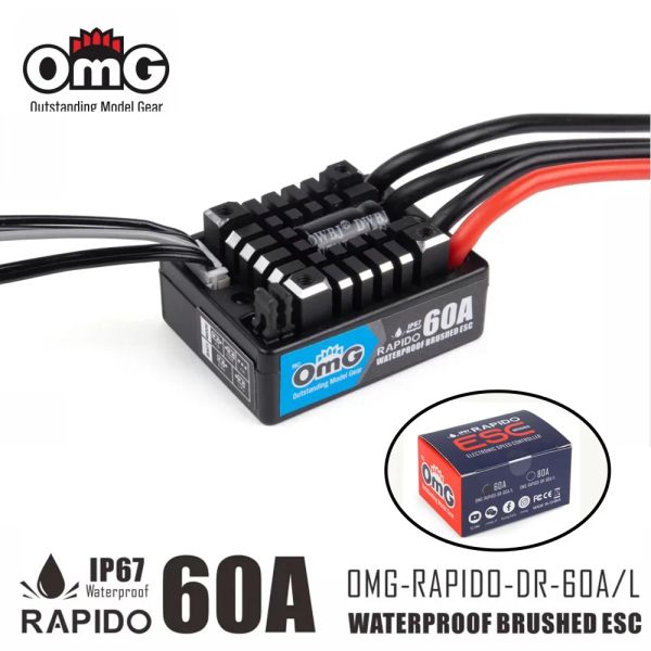 OMG-RAPIDO-DR 60A ESC Wasserdichter gebürsteter elektronischer Geschwindigkeitsregler mit 6V/3A BEC für RC Car 1:10 Teile