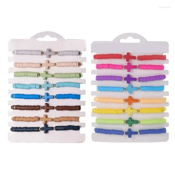 Braccialetti a maglie Set di braccialetti da 8 pezzi Cavo elastico regolabile Gioielli da polso in argilla morbida Regalo per donne e ragazze