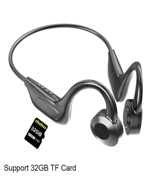 Cuffie per conduzione ossea Cuffie Bluetooth Auricolari wireless Gancio per l'orecchio Lettore MP3 Chiama Sport Scheda TF da 32 GB Ciclismo Corsa Immersioni9392422