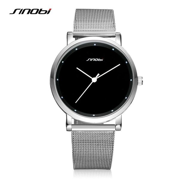 Sinobi masculino relógios de pulso moda simples masculino genebra relógio de quartzo aço inoxidável relógio casual preto montres hommes gota 331o