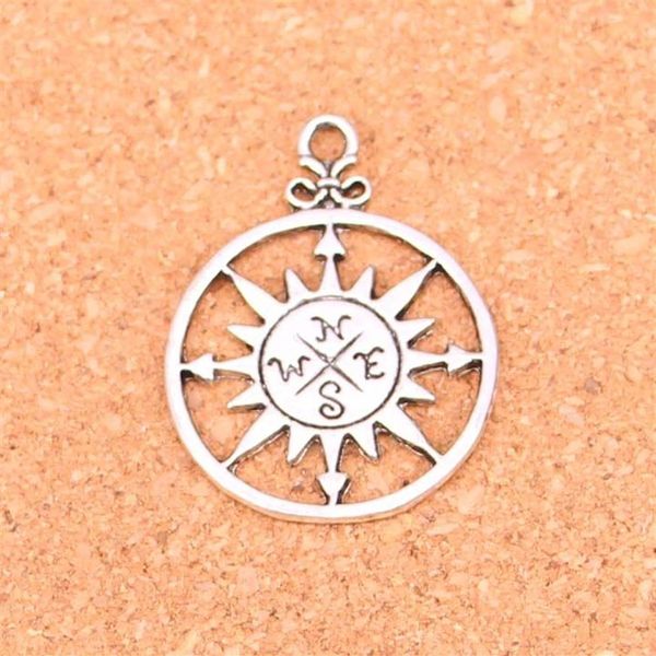 34pcs Antique Silver Plated Compass Charms для европейских ювелирных изделий из европейских браслетных украшений.