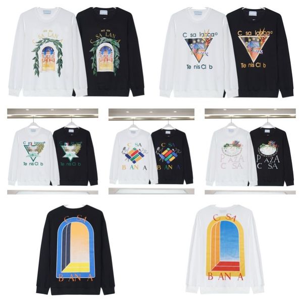 Casablancas designer hoodies mens gráfico hoodies designer masao san impressão casa blanca camisolas das mulheres de seda solta casablacnca mangas compridas roupas masculinas