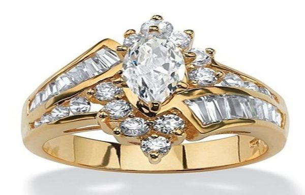 18K Gold Ring Luxury White Sapphire Zwei Ton 925 Sterling Silver Diamond Party Braut Engagement Ehering Band Ringe Größe 6135884244