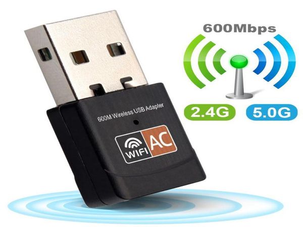 Adattatore WiFi USB wireless 600Mbps wi fi Dongle Scheda di rete PC Dual Band wifi 5 Ghz Adattatore Lan USB Ethernet Ricevitore AC Wifi6428261