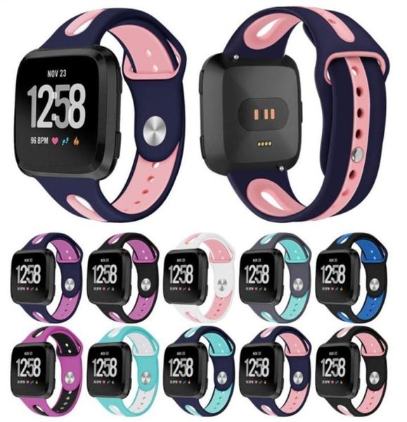 Neue 10 Stile Zwei Farben Armband Für Fitbit Versa 2 Smart Uhr Strap Weiche Silikon Sport Armband Ersatz Band Armband310f1274636