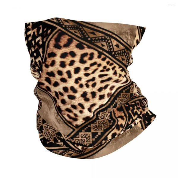 Boinas ornamentos étnicos estampas de leopardo Bandana pescoço gaita para caminhadas correndo homens homens embrulhando lenço de animal de animais de balaclava mais quente