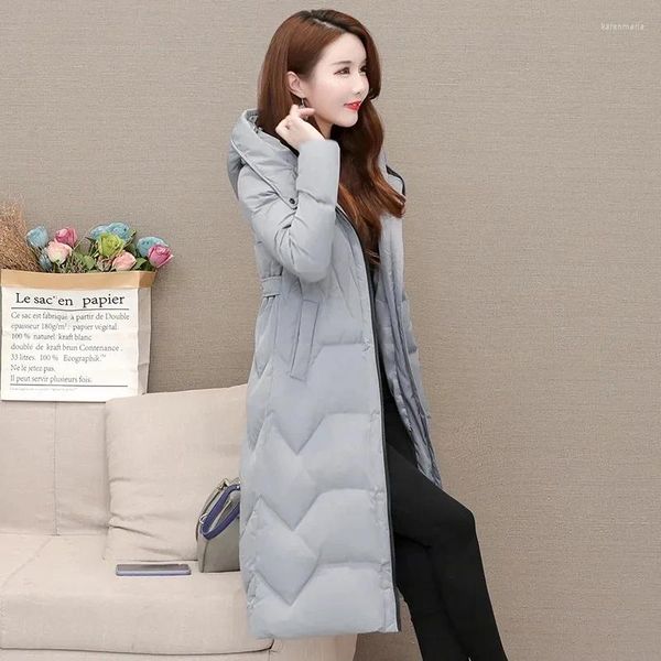 Mulheres Trench Coats Down Jacket Mulheres 2023 Inverno Coreano Slim Moda Casual Branco Pato Casaco Feminino Grande Tamanho Longo Grosso Parkas Quentes