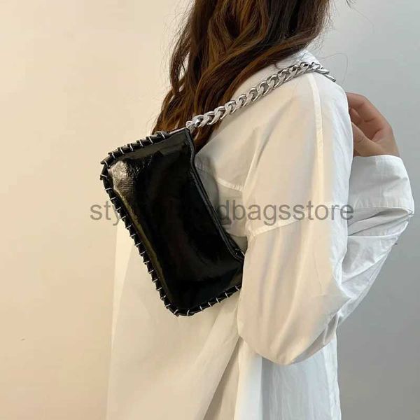 Umhängetaschen Mode glänzende schwarze Lackleder Handtasche Dicke Kette Frau Casual Totes Bag Dame Designer Crossbody EdstylishHandbagsStore