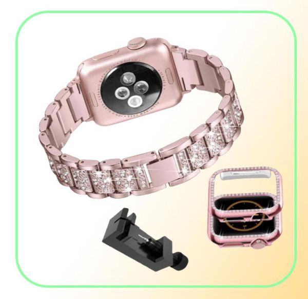Para Watch Band 40mm 44mm 38mm 42mm Women Diamond Band para Watch Series 4 3 2 1 Iwatch Bracelet Straps de aço inoxidável 59006750