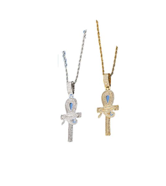 New Arrival Egyptian Ankh Key Of Life Pendant Necklace With Rope Chain Hip Hop Silver Gold as Gifts4537884