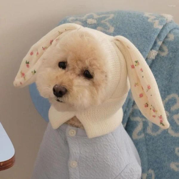 Capéu de pet -chapéu de vestuário de cachorro Padrão de flores Adorável CATA CABEÇA Ears de chapéu malha filhote confortável Cheamento de inverno quente para externo