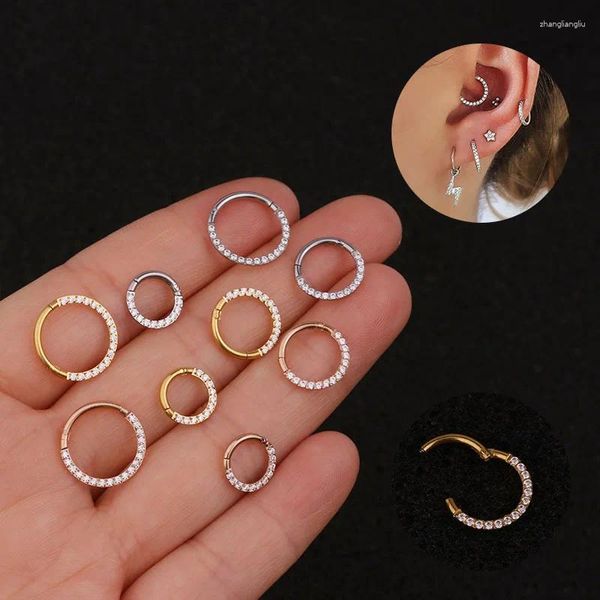 Brincos de argolas moda pura aço inoxidável inserir zircão anel fechado anel de nariz simples masculino e mulheres jóias de piercing universal 1pc