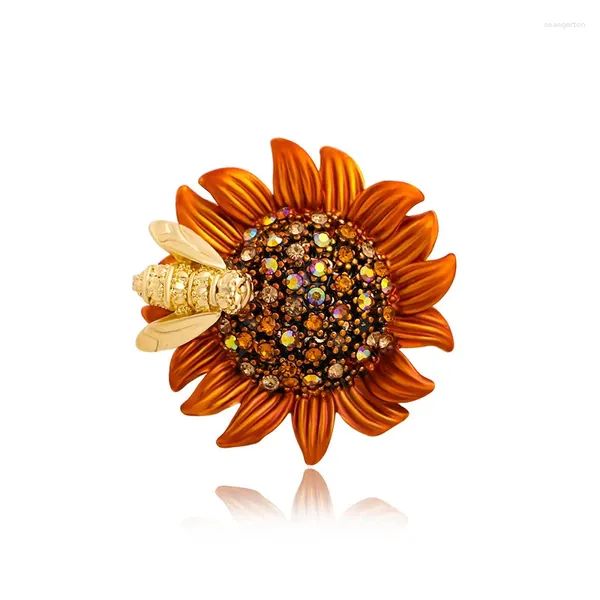 Broschen Niedliche Sonnenblume Insekt Pin Corsage High-End Moving Bee Brosche Anzug Kleidung Zubehör Trendige Hochzeit Bankett Schmuck Geschenke