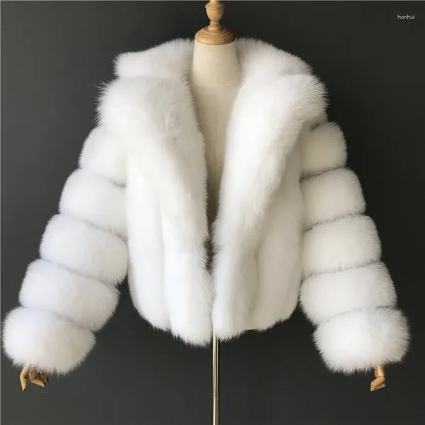 Kadın Kürk 2023 Kış Mink Bulanık Ceket Kadınlar Lüks sahte kalın sıcak yaka uzun kolu beyaz siyah kabarık ceket
