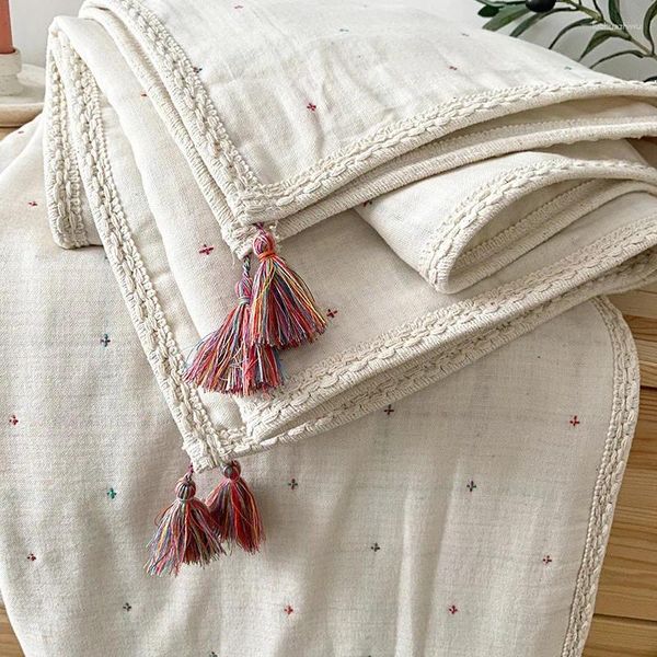 Decken Retro Baumwolle Quilt Swaddle Babydecke Böhmische Geborene Kinder Klimaanlage Tröster Einfache Bettwäsche Für Bett