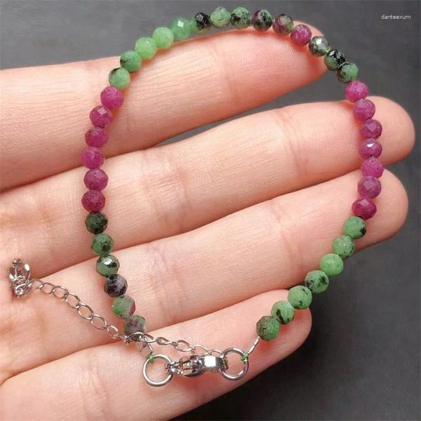 Link Bracelets Natural Faceted Ruby em zoisita Bracelet String Charms Strand requintado jóias para cura de cristal energia 1pcs