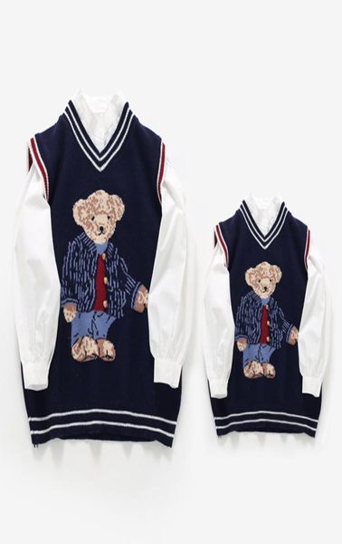 Abiti coordinati per la famiglia Autunno Genitore Bambino Gilet Maglione per bambini Orso lavorato a maglia Top papà mamma e figlio Figlia Natale lavorato a maglia Cardiga8687084