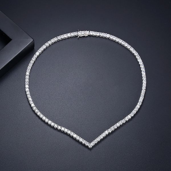 14 тыс. Белого золота любителей тенниса ожерелье в лаборатории Diamond Cz Corker Pendant Englace для женщин Мужские вечеринки Свадебные украшения