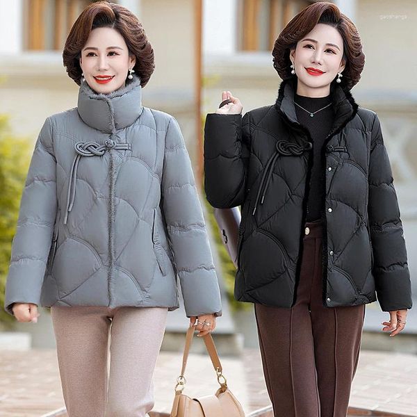 Женские траншевые пальто пожилая женщина Женская зимняя одежда Женская пальто утолщенная бабушка согревает хлопковое пальто
