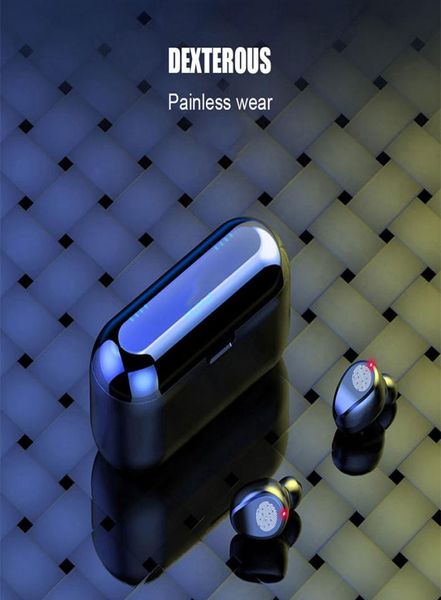 F9 mini gêmeos sem fio bluetooth luxo 50 fone de ouvido estéreo à prova dwaterproof água esporte fones inear tws smartphone4572374