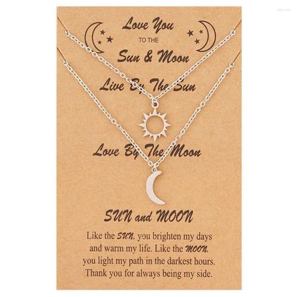 Catene Amanti della moda San Valentino Donna Uomo Regalo Famiglia Gioielli Coppia Ciondolo Luna Sole Collana Clavicola