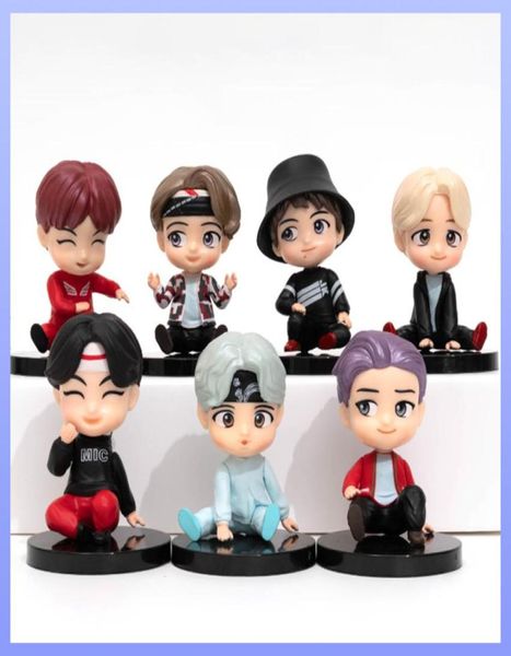 7 Pz/set Bangtan Ragazzi BT21 Gruppi Modello Giocattoli K Star TOP Gruppo A.R.M.Y PVC Figure Portachiavi Bt Kid X05039529725