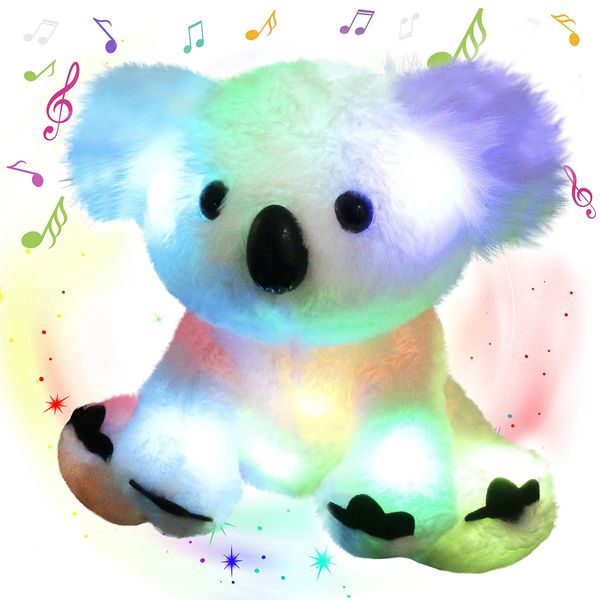 25cm luminoso bonito koala brinquedos de pelúcia iluminar presente de aniversário musical macio animais de pelúcia para meninas crianças brilhante brinquedo de dormir 231228