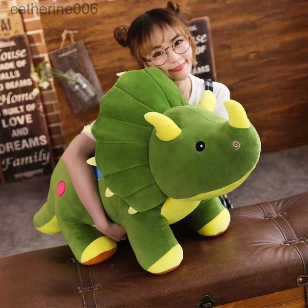 Animais de pelúcia de pelúcia 40cm criativo grande pelúcia macio triceratops stegosaurus brinquedo de pelúcia dinossauro boneca brinquedo de pelúcia crianças dinossauros brinquedo presentes de aniversáriol231228