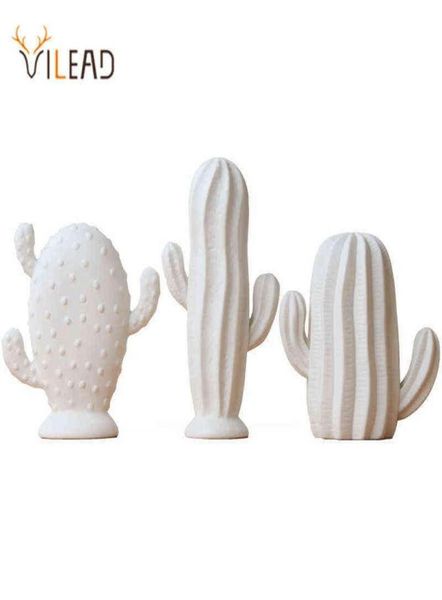 Figurine decorative VILEAD Nordic Ceramic Cactus Decorazione del desktop Europeo Creativo Artigianato vegetale Ufficio Camera da letto Soggiorno Dec7309617