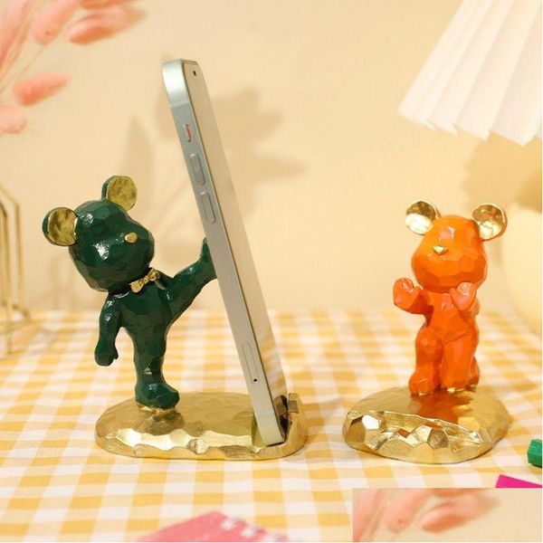 Tablet pc stands criativo urso suporte do telefone móvel mesa de cabeceira escritório em casa pessoa preguiçosa sala estar varanda decoração entrega gota c dhiia